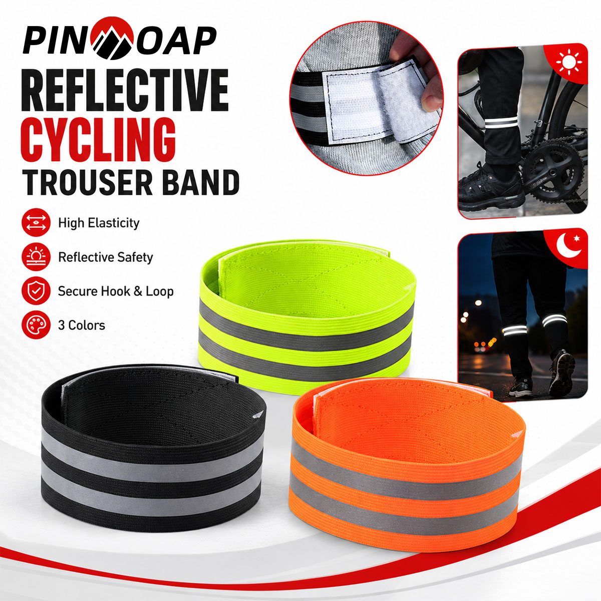 Running Gear Reflective - PINMOAP 1/2PCS Tali Celana Sepeda Reflektif